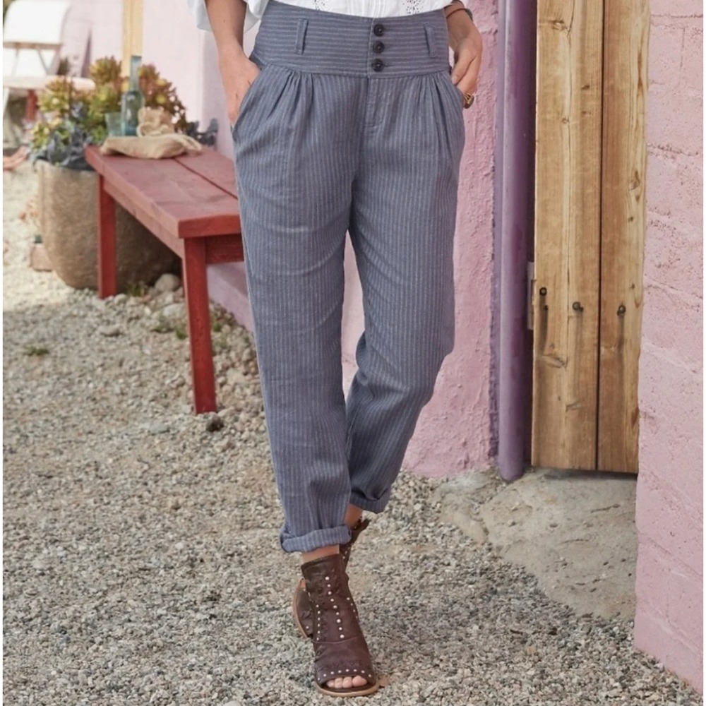 NEW Sundance Womens Amelia Trouser Linen Blend Size‎ 6 Equestrian